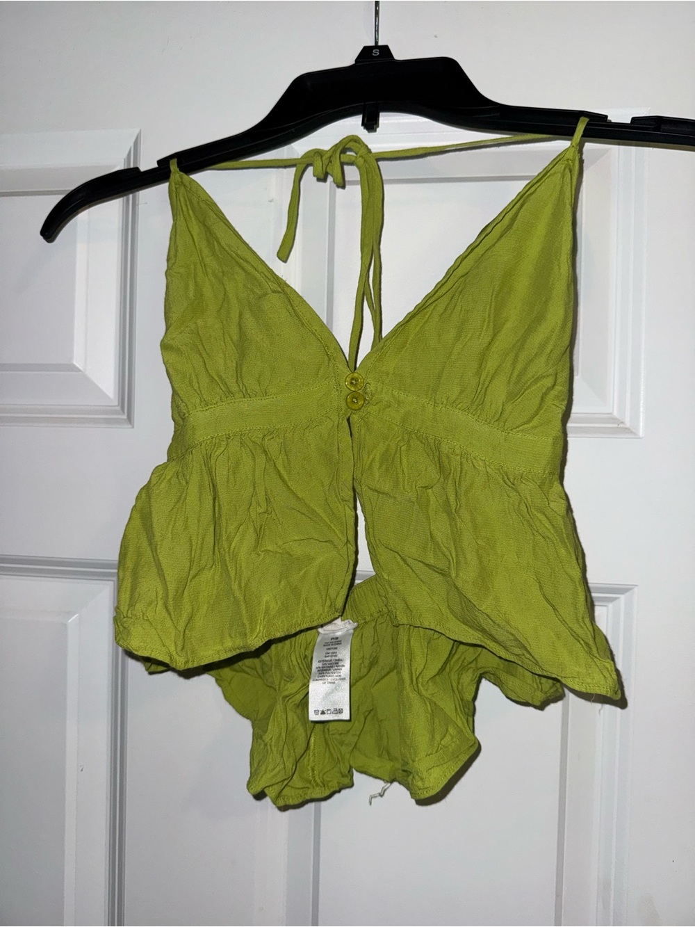 Garage Lime Green Halter Babydoll Tank Top